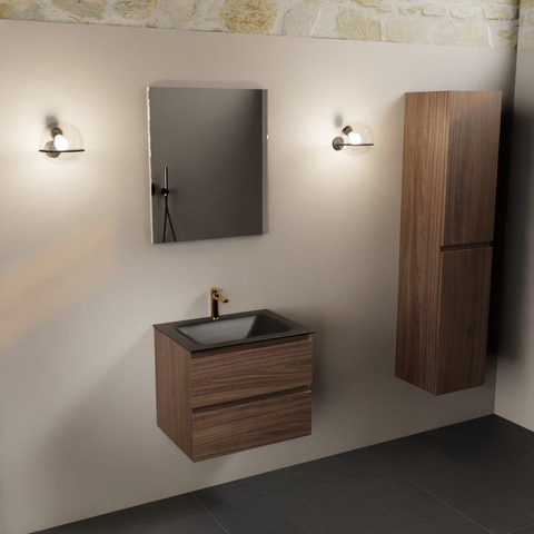 Mondiaz Aivy badmeubelset - 60x45x50cm - 1 kraangat - 1 wasbak urban Solid surface - Midden - 2 lades - Met spiegel - Melamine Mocha SW892313