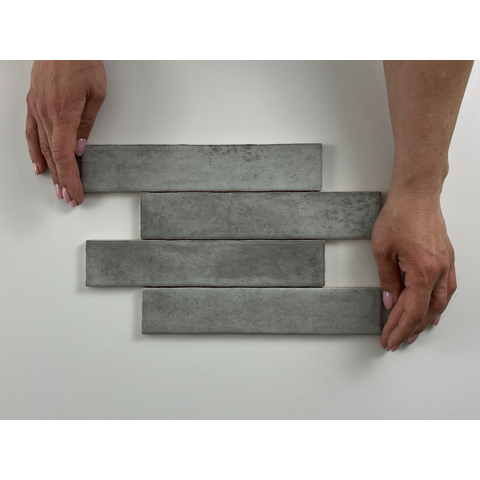 ÉCHANTILLON Terravito Dorelia carreau mural - 5x25cm - Grey brillant (gris) SW1130665