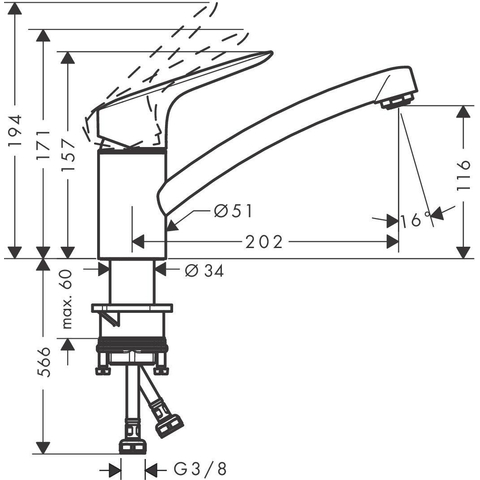 Hansgrohe Logis M31 Eengreeps keukenmengkraan - 120 - coolstart EcoClick - hoogglans chroom GA51662