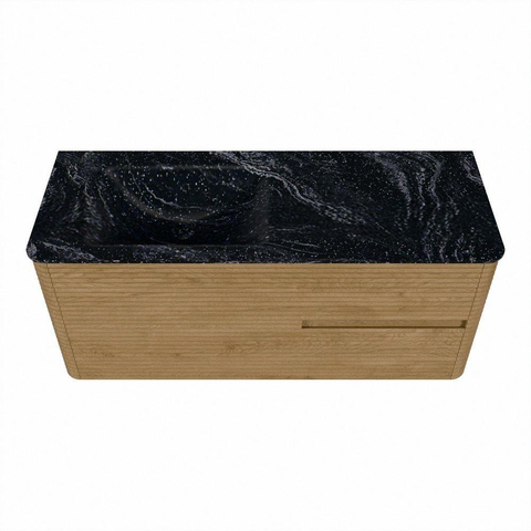 Mondiaz CIRO-DLUX Ensemble de meubles de salle de bains - 120x45x50cm - Vasque solid surface Lava - 1 bassin à gauche - 1 trou de robinet - 2 tiroirs - Chêne SW1531090