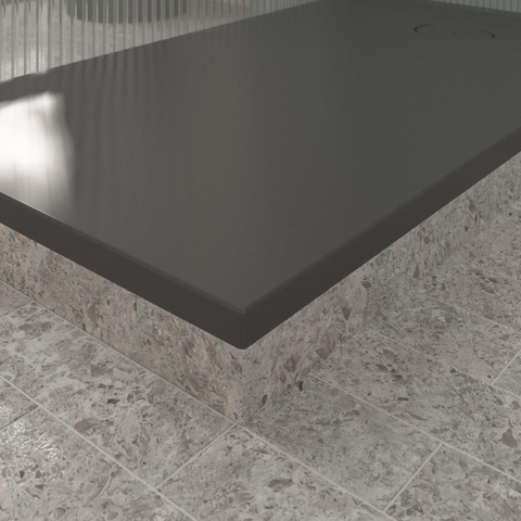 Villeroy & Boch Ecora douchebak - 140x80x3.5cm - afvoer korte zijde - anthracite (antraciet) SW1558863