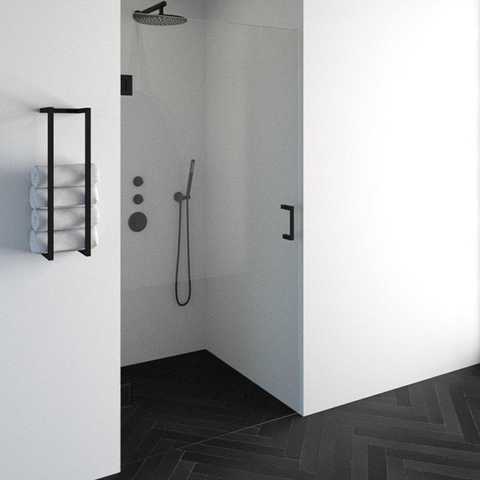 BRAUER Créer Porte de douche - 100x200cm - sans profil - anti-calcaire - verre de sécurité 8mm - noir mat SW223718