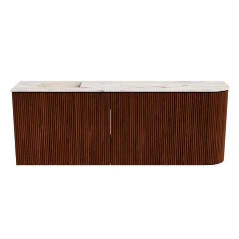 Mondiaz JOYA-DLUX 111.6cm toiletmeubel - ronding rechts kleur Ruby - Wastafel FAYE positie Links 1 kraangat kleur Nata. SW1425466