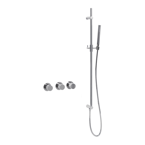 Fortifura Nebbio Badcombinatie-set - thermostaatkraan - glijstang met geïntegreerde wandaansluitbocht - metalen doucheslang - staaf handdouche - badvulcombinatie - chroom SW1238016