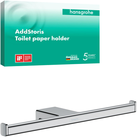 Hansgrohe AddStoris Q AddStorisclosetrolhouder dubbel - zonder klep - hoogglans chroom SW651163