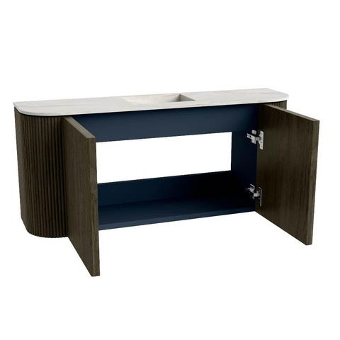 Mondiaz JOYA-DLUX Meuble de salle de bains 93,2cm - arrondi gauche et droite couleur Shadow - Vasque FAYE position Milieu 1 trou de robinet couleur Opalo. SW1422965