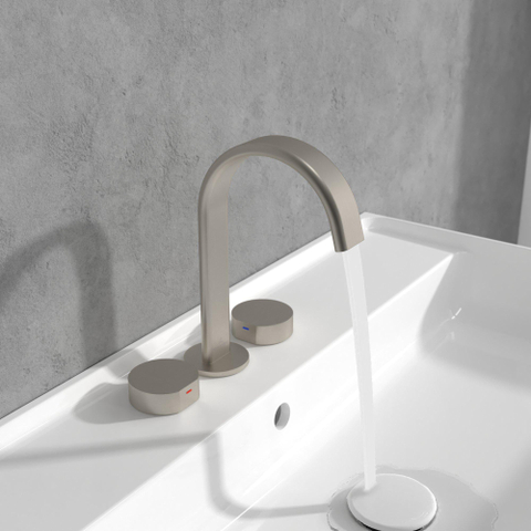 Villeroy & Boch Dawn wastafeluitloop set - zonder pop up afvoergarnituur - Brushed Nickel (rvs) SW974336