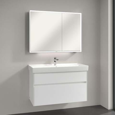 Villeroy & Boch My View Now My view spiegelkast - 80x75cm - 2 deuren - 2 contactdoos LED - zilver SW641657