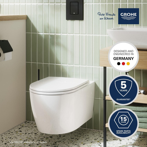 GROHE Solido Start Round toiletset diepspoel - rimless - GROHE Rapid SL inbouwreservoir - softclose toiletzitting - bedieningsplaat mat zwart SW1244474