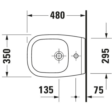 Duravit D-code Wandbidet - 350x350x480mm - 1 kraangat - met overloop - compact - wit 0315119