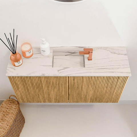 Mondiaz JOYA-DLUX 80cm toiletmeubel - kleur Oak - Wastafel FAYE positie Midden 1 kraangat kleur Nata. SW1424002