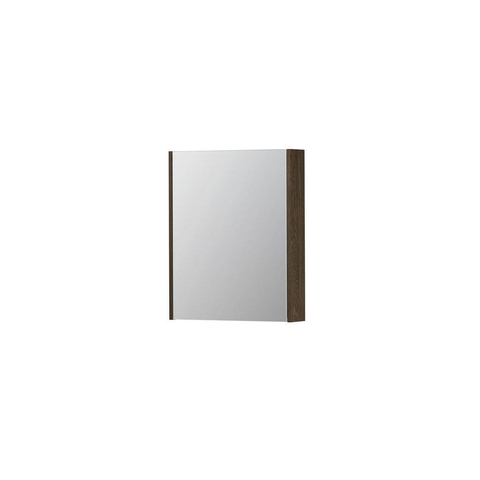 INK SPK2 Spiegelkast - 60x14x74cm - 1 deur - dubbelzijdige Spiegel - schakelaar en stopcontact - eiken Massief eiken Charcoal SW439996