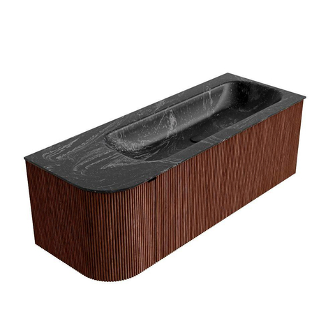 Mondiaz KURVE-DLUX Ensemble de meubles de salle de bains - 125x46x40cm - 1 tiroir - 1 porte - vasque solid surface - droite - sans trou de robinet - Ruby SW1416039
