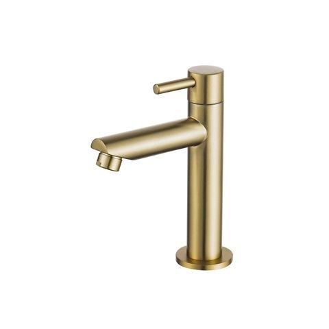 QeramiQ Fuente Pack Lave-mains d'angle - 30x30x10cm - 1 trou de robinet - céramique - robinet Laiton brossé - Blanc SW1111513