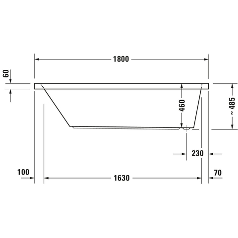 Duravit Starck Kunststof bad acryl rechthoekig - met overloop - met 1 rugsteun - 180x90x46cm - zonder poten - voor inbouw - glans wit 0297507
