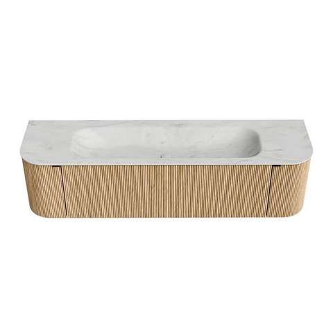 MONDIAZ KURVE-DLUX meuble de salle de bains 170 cm avec module 25 Len R couleur Oak avec 1 tiroir et 2 portes. Lavabo BIG LARGE central 2 trous de robinet couleur Opalo. SW1137561