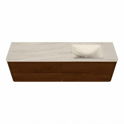 Mondiaz CIRO-DLUX Badkamermeubelset - 170x45x50cm - Solid surface wastafel Meli - 1 wasbak Rechts - zonder kraangaten - 4 lades - Ruby SW1531784