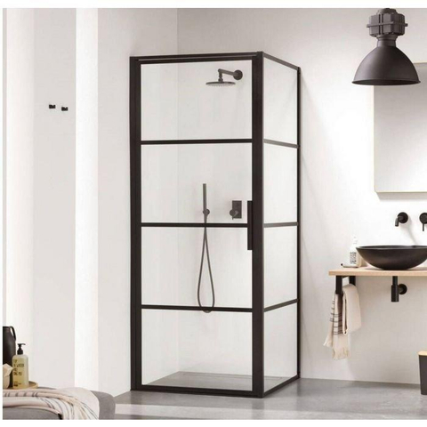 Sealskin Soho paroi latérale - 80x210cm - pour porte battante - 8mm - verre clair quadrillé - noir mat SW491703