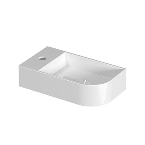INK Trevi Lavabo de toilette - 40x22x10cm - 1 trou de robinet - arrondi à droite - porcelaine - blanc brillant SW1406222