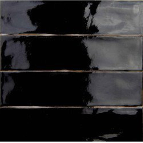 Terravito Pavero wandtegel - 7.5x30cm - 8.6mm - rechthoek - glans black (zwart) SW359808