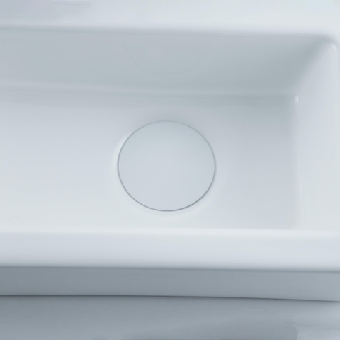QeramiQ Fuente pack lave-mains – 37,5 x 18,5 x 9 cm – céramique blanc brillant – perçage à gauche – robinet blanc mat SW1232735