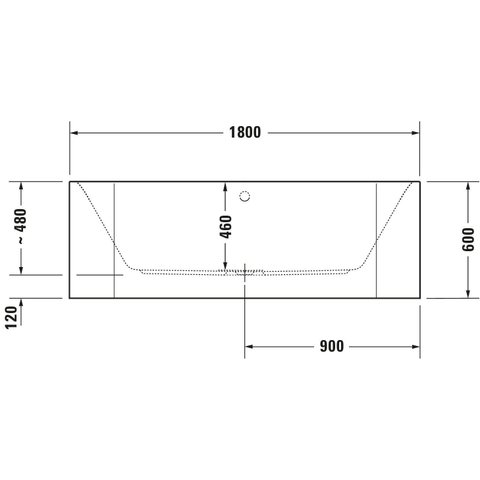 Duravit Happy D.2 Bad acryl half - vrijstaand - 180x80x46cm - met paneel - back-to-wall - glans wit SW68393