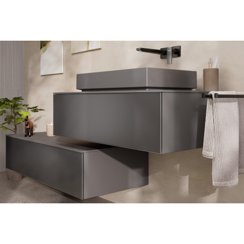 Hansgrohe Metropol 1 greeps wastafelkraan - afbouwdeel - met voorsprong 225 mm en afvoerplug - glans zwart chroom SW490354