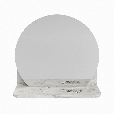 Mondiaz SPOT spiegel – Ø30 cm – met planchet – Glace (grijs marmer) SW1235632