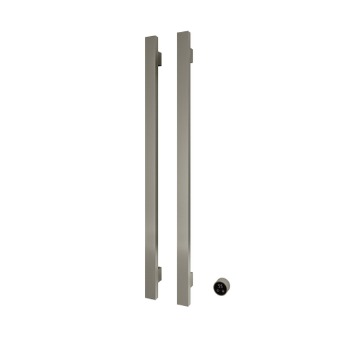 Hotbath &MORE Handdoekradiator - 38x115cm - vierkant - 2 stangen - verticaal - met schakelaar - geborsteld nikkel (RVS) SW1246149