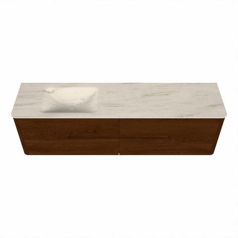 Mondiaz CIRO-DLUX Meuble de salle de bains - 180x45x50cm - Plan vasque solid surface Meli - 1 vasque à gauche - 1 trou de robinet - 4 tiroirs - Ruby SW1531800