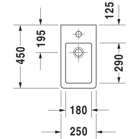 Duravit Vero Fontein - met kraangat - met overloop - 25x45cm - wit 0291345