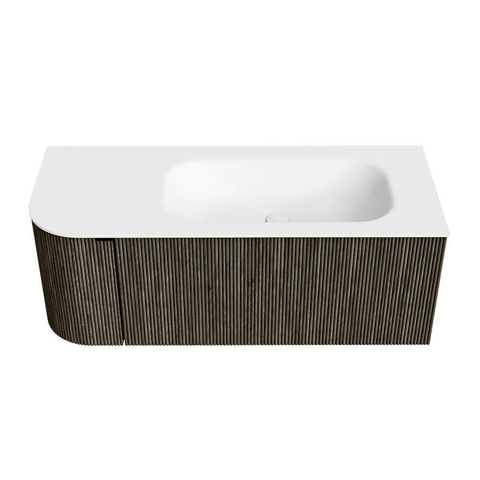 Mondiaz KURVE Ensemble de meubles de salle de bains - 115x46x40cm - 1 tiroir - 1 porte - vasque solid surface - droite - sans trou de robinet - Shadow SW1414221