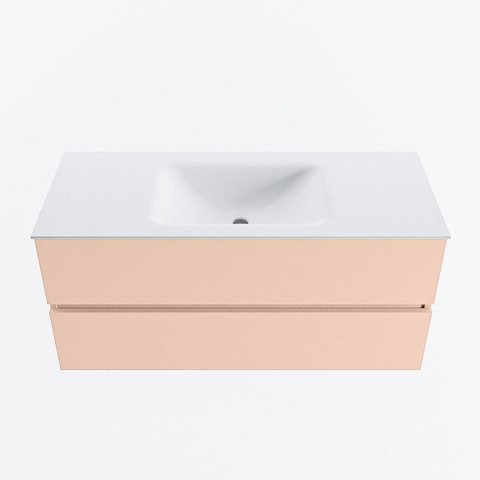 MONDIAZ VICA Badkamermeubelset - 110cm - onderkast rosee- 2 lades - wastafel cloud midden - 1 kraangat - 60cm hoge versie - talc SW1083296