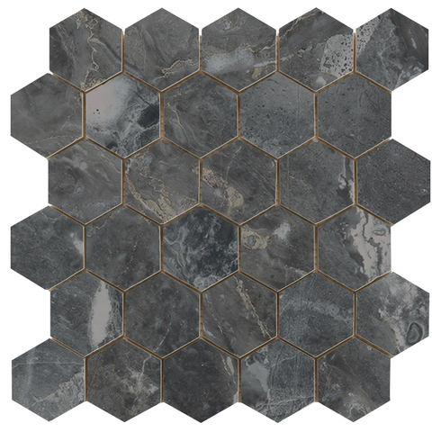 Terravito Ivello Mozaïektegel - 26.3x27.4cm - hexagon - 10mm - Dark gepolijst SW1119965