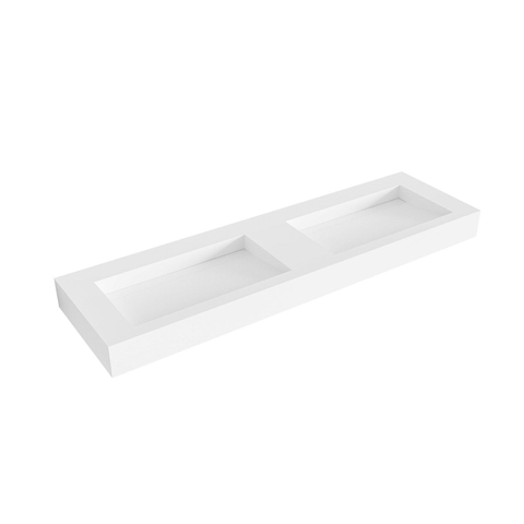 Mondiaz AVON wastafel - 160x46x12cm - dubbele wasbak - zonder kraangat - talc (wit) SW425509