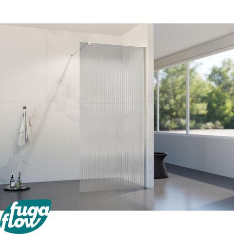 FugaFlow Eccelente Vetro Douche à l'italienne - 70x200cm - verre nervuré - Inox brossé SW1125027
