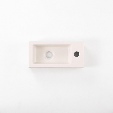QeramiQ Dely Lavabo pour WC - 38x18.5x9cm - ceramique - trou de robinet a droite - lin SW1449878
