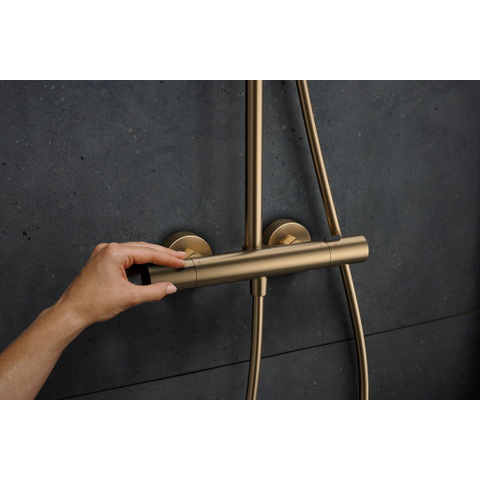 Hansgrohe Pulsify S Puro Puro1jet - showerpipe - 260 - thermostatisch - HOH - 15cm - 3jet - handdouche - doucheslang - 160cm - thermostaat - geborsteld brons SW1151865