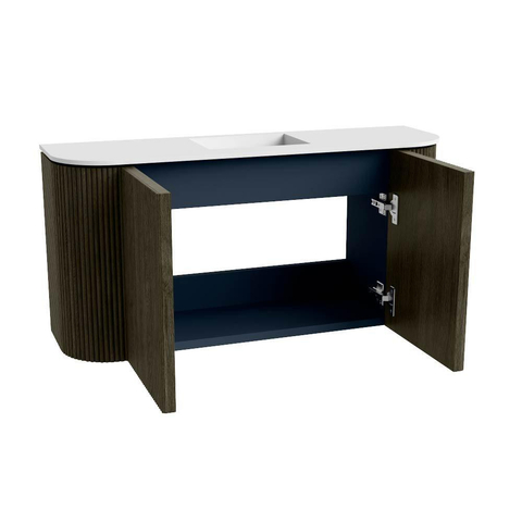 Mondiaz JOYA Meuble de toilette 83,2cm - arrondis gauche et droite couleur Shadow - Lavabo FAYE position Milieu 1 trou de robinet couleur Talc SW1421476