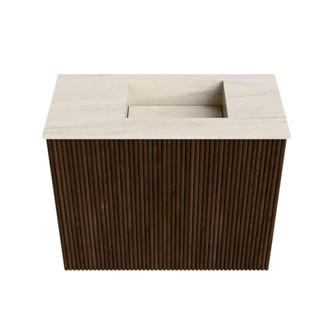 Mondiaz JOYA-DLUX 50cm meuble de salle de bains - couleur Walnut - Vasque FAYE position Droite 1 trou de robinet couleur Meli. SW1424392
