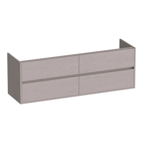 BRAUER Adore meuble sous-lavabo - 160x46x55cm - 4 tiroirs softclose - sans poignées - 2 découpes pour siphon - Timber Greige SW1198344