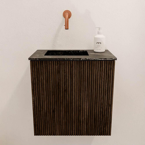 Mondiaz JOYA-DLUX Meuble de toilette 40cm - couleur Walnut - Vasque FAYE position Gauche Sans trou de robinet couleur Lava SW1422443