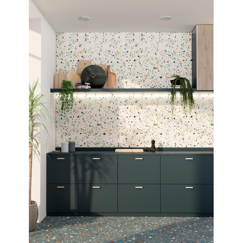 Terravito Hovano carreau mural et de sol - 60x60cm - 10mm - Carré - rectifié - Terrazzo - Crème mat SW728276