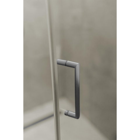 Fortifura Galeria Cabine de douche - 100x100x200cm - scharnières - barre de renfort - poignée plat - verre clair - Inox brossé PVD SW1222461
