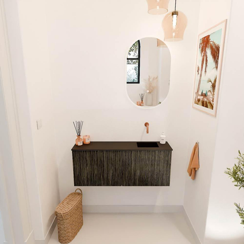 Mondiaz JOYA 100cm meuble de salle de bains - couleur Shadow - Vasque FAYE position Droite Sans trou de robinet couleur Urban. SW1421524