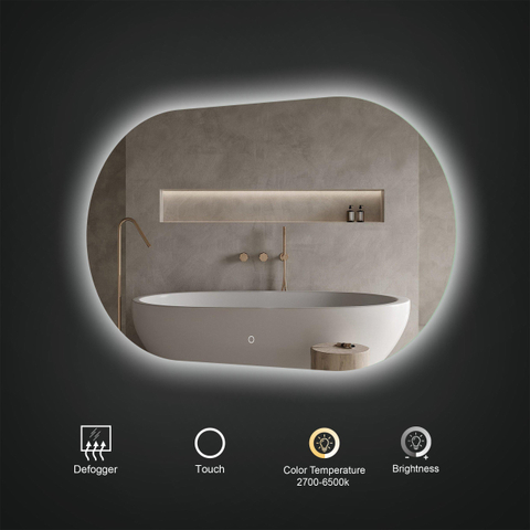 Arcqua Oval miroir – ovale – 120 x 70 cm – LED indirecte tout autour – chauffage de miroir – Naturel SW1223206