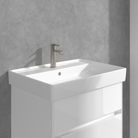 Villeroy & Boch Dawn 1 greeps wastafelkraan - zonder pop up afvoergarnituur - Brushed Nickel (rvs) SW974108