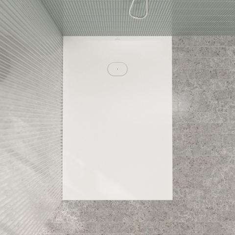 Villeroy & Boch Ecora douchebak - 150x100x3.5cm - afvoer korte zijde - stone white (wit) SW1558958