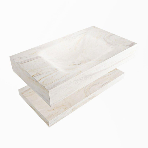 Mondiaz ALAN-DLUX Ensemble de meuble - 80cm - meuble Ostra mat - 0 tiroirs - Lavabo Cloud Ostra suspendu - vasque Centre - 0 trous de robinet SW809330