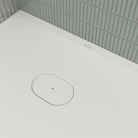 Villeroy & Boch Ecora douchebak - 150x90x3.5cm - afvoer korte zijde - stone white (wit) SW1559023